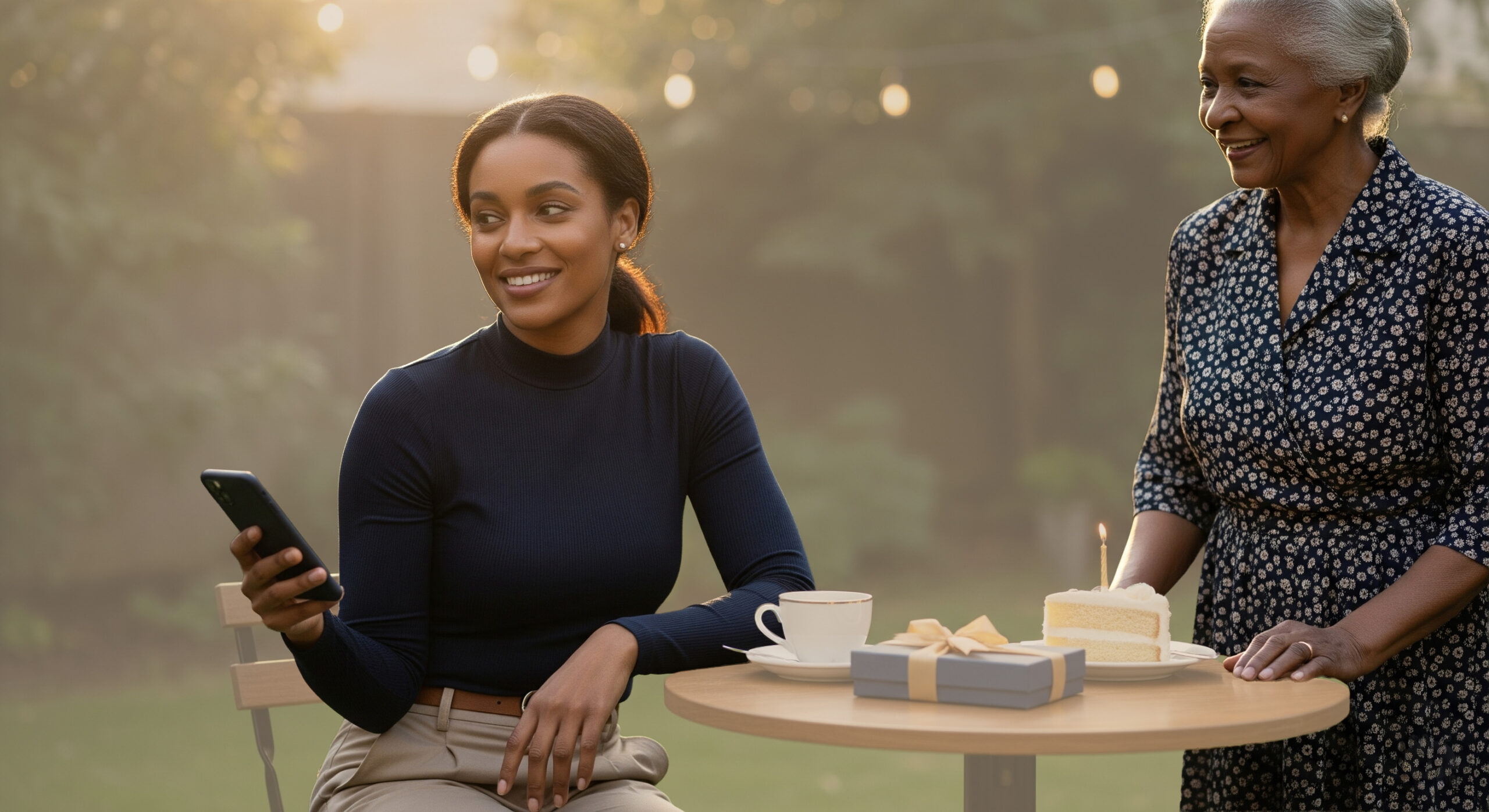 Woman calling for help beside a broken-down car; instant loan in time of need